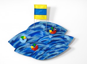 VIE, 2011, bois tissu acrylique, 95 x 115 x 8 cm : Collection Loto-Québec